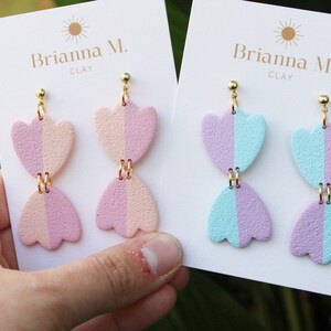 two tone polymer clay dangle earrings