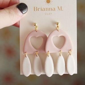 heart cutout polymer clay dangles