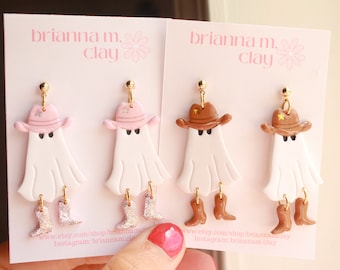 Cowgirl ghost polymer clay earrings