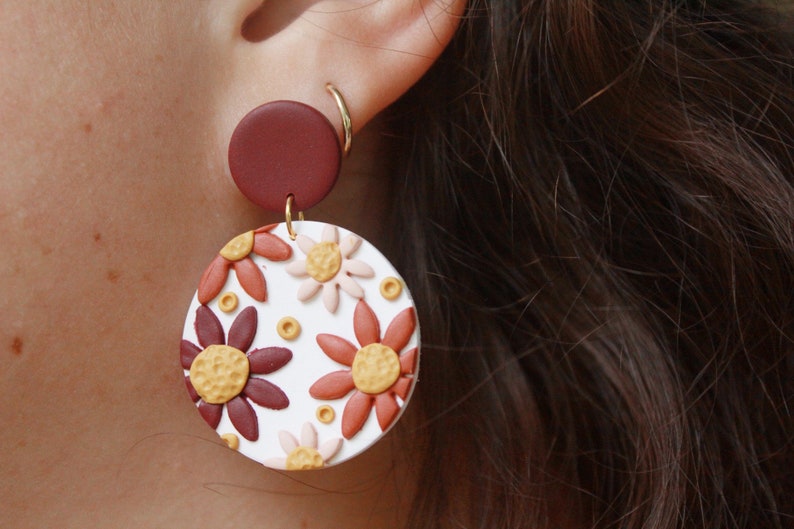 floral polymer clay earrings image 2