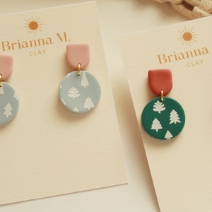christmas tree polymer clay earrings