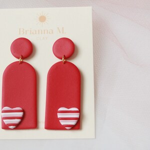 Striped Heart polymer clay earrings