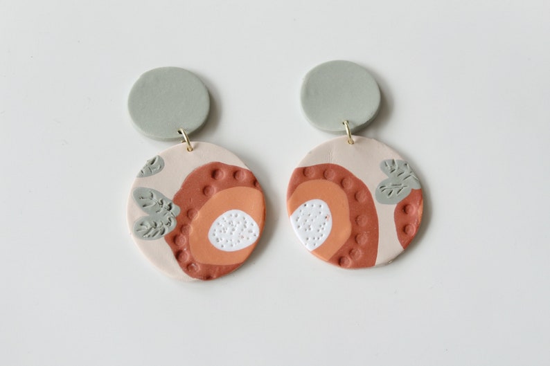 peach polymer clay earrings