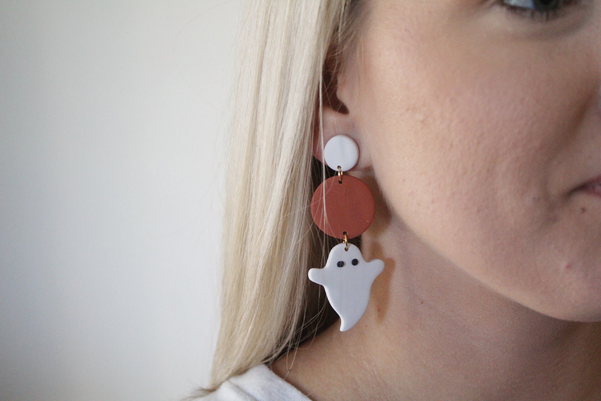 Ghost Polymer Clay Earrings Etsy