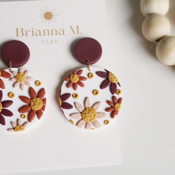 floral polymer clay earrings
