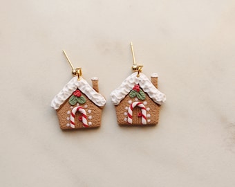 gingerbread house polymer clay earrings
