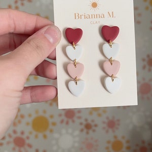 heart polymer clay dangle earrings