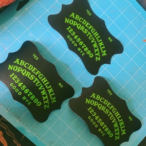 One ouija board decal vinyl sticker, spooky spirit board decal sticker green black vinyl