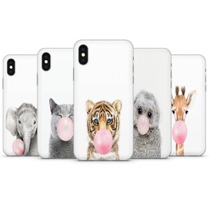 Bubble Gum Animals Phone Case Cover, iPhone 7, 8, 11, 12 PRO, XR, XS, Samsung A30, S20, A12 Huawei P10, P20, P30, P40, P9, Xiaomi Silicone