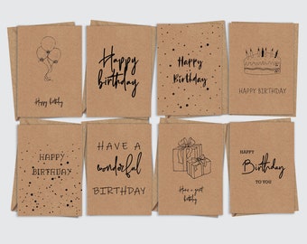 8x Eco Birthday Card Pack