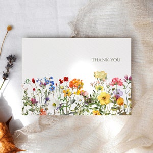 10x Thank You Cards | Wildflower Watercolour Thank You Card Set | Floral Multipack Notelet Card Pack