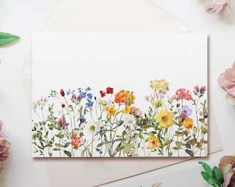 10x Wildflower Notelets | Pack of 10 Watercolour Any Occasion Cards, Multipack