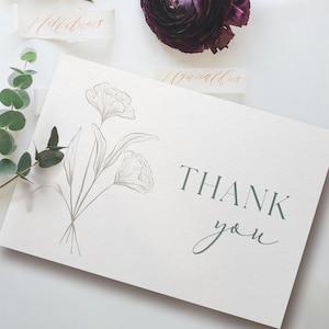 10x Thank You Cards, Neutral Elegant Thank You Card Set, Floral Multipack Notelet Card Pack