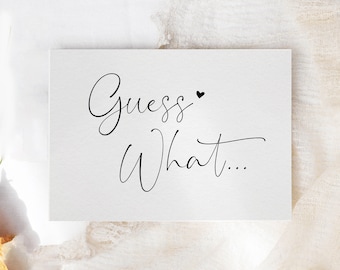 Guess What Pregnancy Announcement Card, Having A Baby, New Baby Card, Baby Announcement