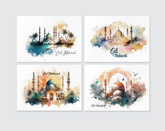 4x Eid Mubarak Cards | Eid Mubarak multipack greetings cards | happy Eid card for kids and Family