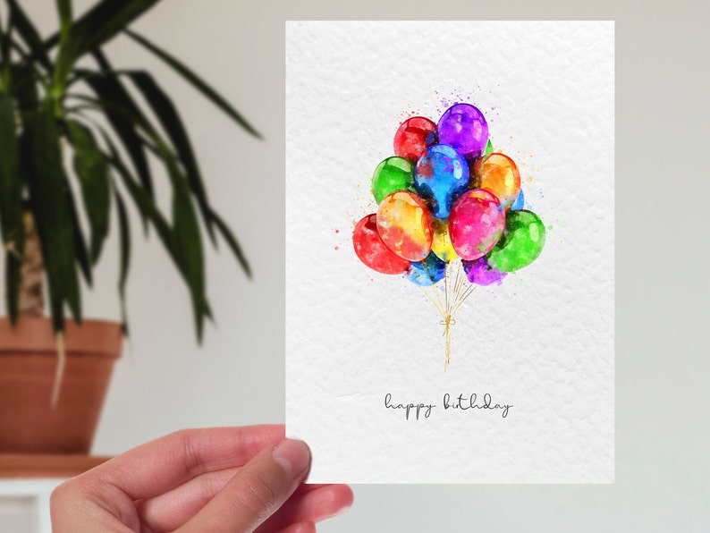 Luxury Birthday Cards Pack, Set of 8 A6 Happy Birthday Blank Cards, Watercolour Variety Multi pack, Unisex A6 Cards Pack image 2
