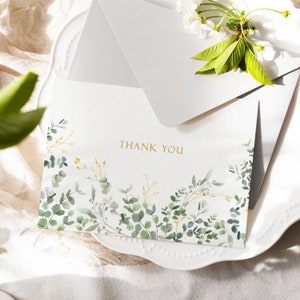 10x Thank You Cards, Wildflower Greenery Thank You Card Set, Eucalyptus Floral Cards, Multipack Notelets