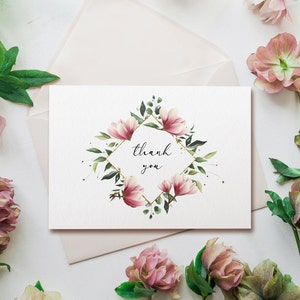 Thank You Card Pack, Floral Wreath Wedding Thank You Card Pack