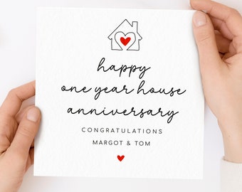 Happy One Year House Anniversary, Personalised Home Ownership Congratulations Card, Home Anniversary Card