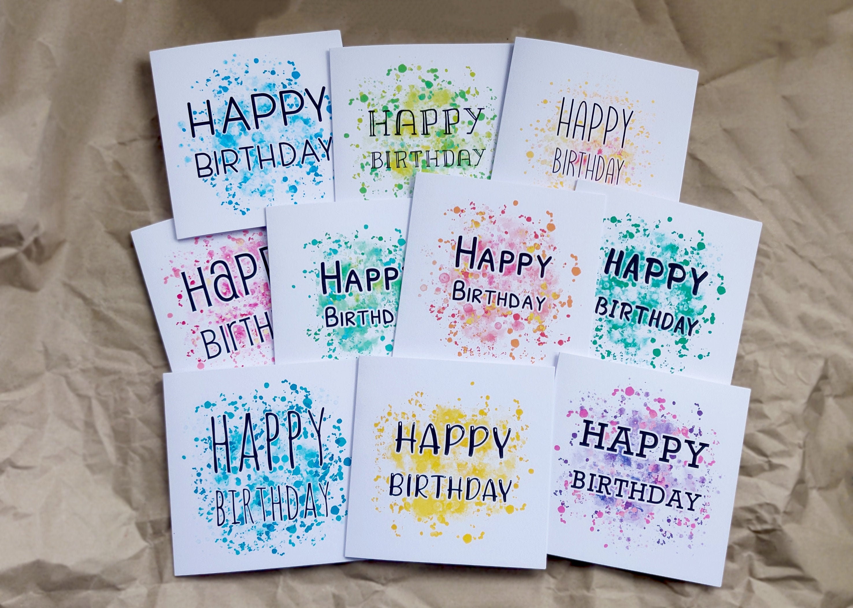 Happy Birthday Greeting Cards Pack Set of 10 Happy Birthday Etsy UK