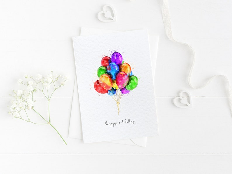 Luxury Birthday Cards Pack, Set of 8 A6 Happy Birthday Blank Cards, Watercolour Variety Multi pack, Unisex A6 Cards Pack image 3