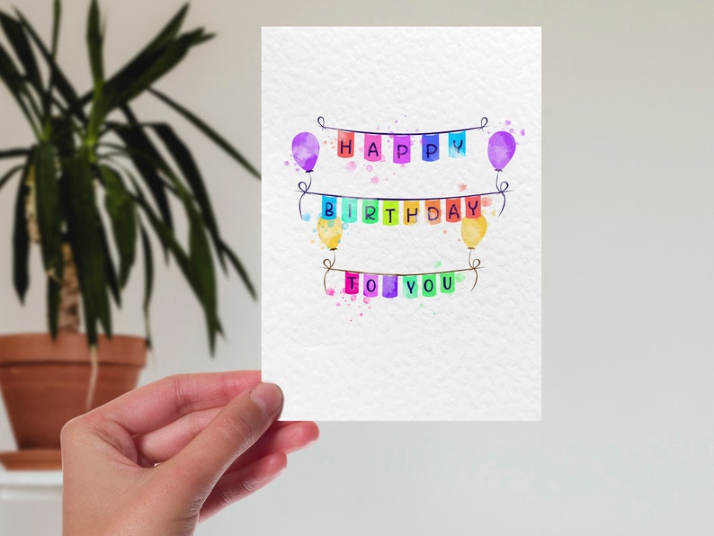 Luxury Birthday Cards Pack, Set of 8 A6 Happy Birthday Blank Cards, Watercolour Variety Multi pack, Unisex A6 Cards Pack image 6