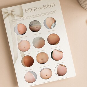 Bier oder Baby-Dusche-Spiel | Babyparty Spiele | Neutrale Bögen | Kokette | Geschlechtsneutral | Geschlecht offenbaren | Streublümchen | SCHLEIFE101