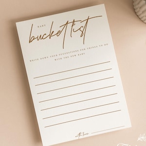 Bucket List für Baby | Minimalistische Babyparty | Hinweis für das Baby | Mein Wunsch für Dich | Geschlechtsneutral | Duschspiele | Streublümchen | M101