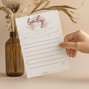 Bucket List für Baby Ratgeber Karten | Regenbogen Boho Babyparty | Geschlecht Neutral | Enthüllung | Baby Shower Spiele | Streusel | R101