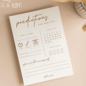 Personalisierte Babypartyvorhersagekarten | Minimalistische Babyparty | Geschlechtsneutral | schlicht | Babyparty Spiele | Streublümchen | M101