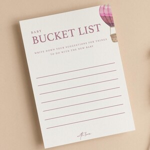 Bucket List für Baby Advise Karten | Heißluftballon-Babyparty | Auf auf und davon | Baby Mädchen | Rosa | Duschspiele | Streublümchen | UA102
