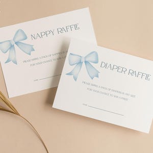 Cartes de tombola pour les couches | Cartes de tombola Nappy | Jeu de tombola baby shower |  Baby Shower avec noeuds | Bleu | Bébé garçon | Jeux | Saupoudrer | BOW103