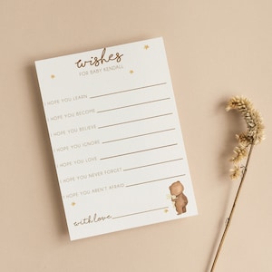 Personalisierte Wünsche für Baby-Babyparty-Karten |  Teddy Bär-Babyparty | Geschlechtsneutral | Babyparty Spiele | Streublümchen | T101