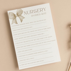 Kinderreime Quiz Babypartyspiel | Babyparty Quiz | Wissenswertes | Geschlechtsneutral | Neutrale Bögen | Kokette | Streublümchen | SCHLEIFE101