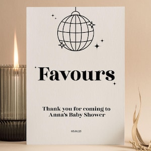 Personalisierte Baby Shower Favors Zeichen | Disko-Babyparty | Poppin' Flaschen | Geschlechtsneutral | Baby Era Dusche | Streublümchen | D101
