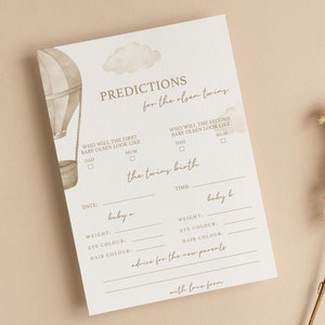 Personalisierte Babyparty Zwillinge Prediktionskarten | Auf auf und davon Babyparty | Geschlechtsneutral | Babyparty Spiele | Streublümchen | UA101