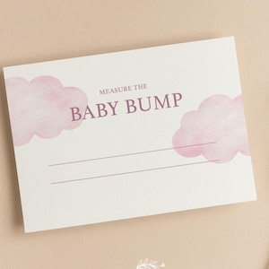 Messen Sie die Baby-Bauch-Karten | Wie groß ist Mamas Bauch | Babyparty Spiele | Rosa Heißluftballon | Auf auf und davon | Baby Mädchen | UA102