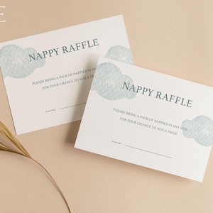 Cartes de tombola pour les couches | Cartes de tombola Nappy | Jeu de tombola baby shower | Baby shower en montgolfière | Bleu bébé garçon | Jeux | Saupoudrer | UA103