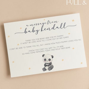 Message personnalisé du bébé | Bump | Panda Bear Baby Shower | Jungle | Woodland | | non sexistes Jeux de baby shower | Saupoudrer P101