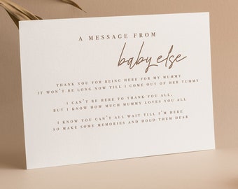 Personalised Message From The Baby Sign, Minimalist Baby Shower Decor M101