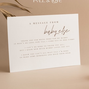 Personalisierte Nachricht vom Baby | Beule | Dekor | Minimalistische Babyparty | Geschlechtsneutral | Baby Party Karten | Streublümchen | Geschenk | M101