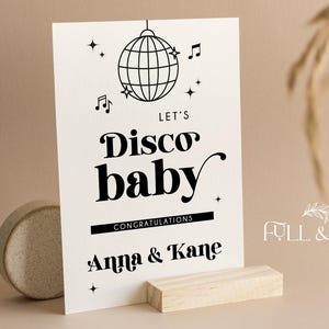 Let's Disco Baby personnalisé !  Panneau de bienvenue | Fête prénatale disco | Bouteilles Poppin' | Non sexiste | Baby shower de l'ère | Saupoudrer | D101
