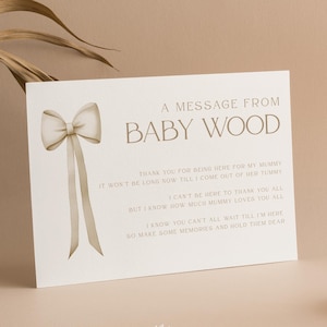 Personalisierte Nachricht vom Baby | Beule | Neutrale Bögen | Heißluftballon | Geschlechtsneutral | Baby Party Karten | Streublümchen | Geschenk | SCHLEIFE101