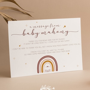 Personalisierte Nachricht vom Baby | Beule | Dekor | Boho Regenbogen Babyparty | Geschlecht Neutral | Baby Shower Karten | Streusel | Geschenk | R101