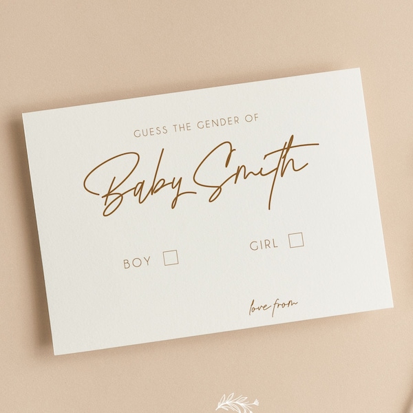 Personalised Guess the Gender Game Cards | Gender Reveal Party | Baby Shower Games | Minimalist | Boy or Girl | What Will Baby Be | M101