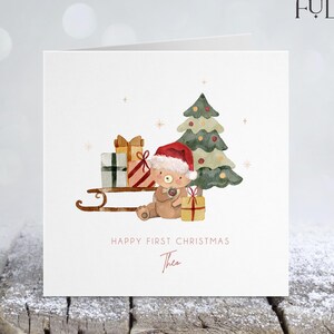 Personalisierte Kinder Weihnachtskarte | Teddybär | Erste Weihnachtskarte | Sohn | Tochter | Enkel | Enkelin | Nichte | Neffe | KC101