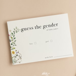 Cartes de jeu devinez le genre personnalisées | Fête révélatrice du genre | Bébé en fleurs | Fleurs sauvages | Neutre | Fleurs | Saupoudrer | BB101