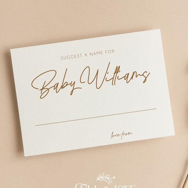 Personalised Suggest a Baby Name Card | Gender Reveal Party | Baby Shower Games | Minimalist | Guess the Name | What Will Baby Be | M101