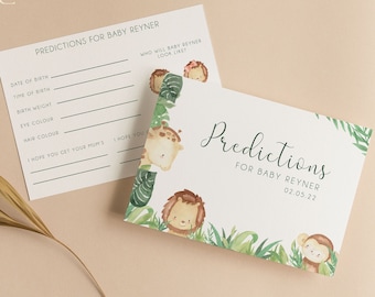 Personalised Jungle Baby Shower Prediction Cards | Safari Theme J101
