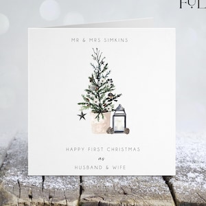 Personalisierte erste Weihnachten verheiratet Karte | Herr & Frau | Ehemann | Frau | Brautpaar | Hochzeit | Luxus Weihnachten | Noir Weihnachten | BN101
